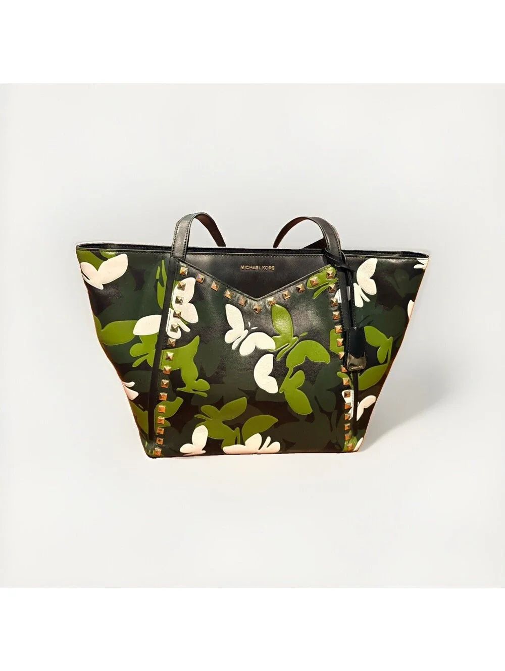 Michael Kors Whitney Butterfly Camouflage Pattern Leather Large Tote Bag EUC